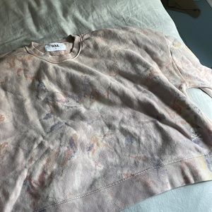 Pink purple and red tie dye crewneck cropped soulcycle sweatshirt